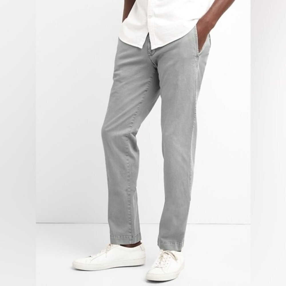 GAP Men's Pants Slim Fit Chinos Casual Vintage Washed Light Gray Size 32